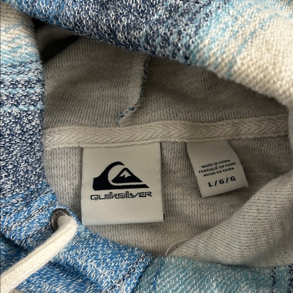 Quicksilver men’s sz large blue and white striped Hoodie surfing skateboarding - Picture 5 of 9